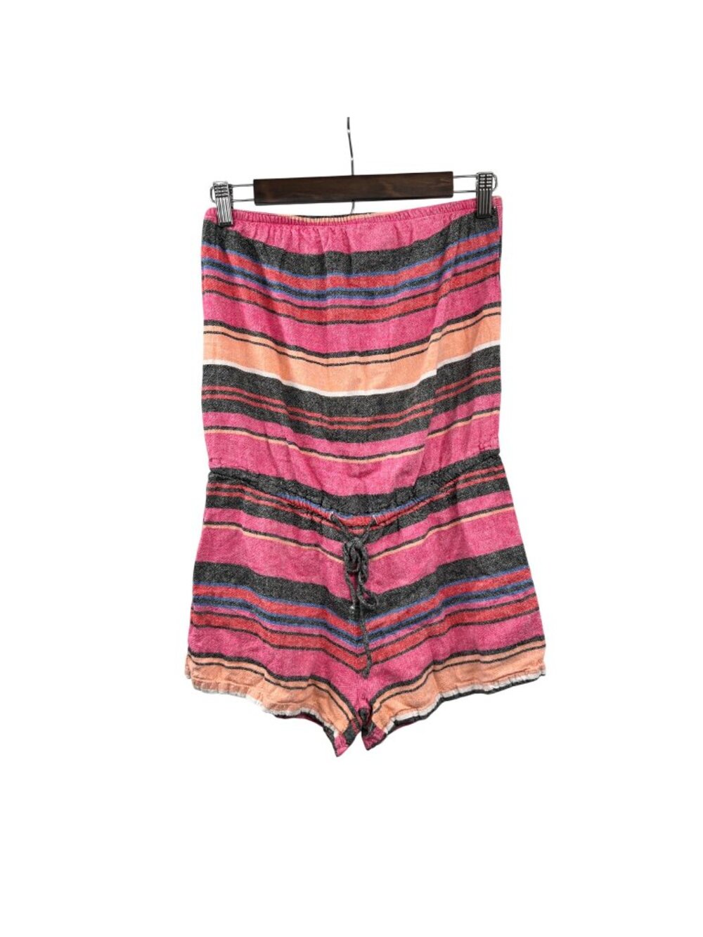 Old Navy Strapless Romper Pink/Multi Striped Linen Blend Size Small